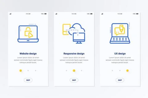 Website, Responsive, UX design Vertical Cards with strong metaphors. Stock Illustration
