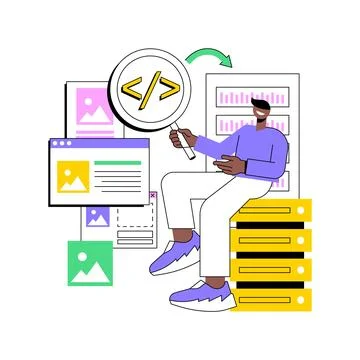 Website scraping isolated cartoon vector illustrations. イラスト素材