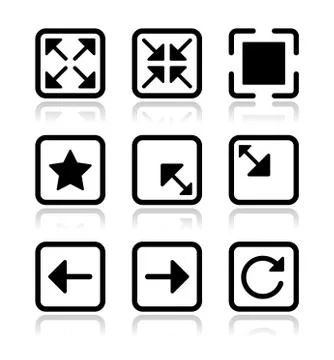 Website screen icons set - full screen, minimize, refresh Stock Illustration