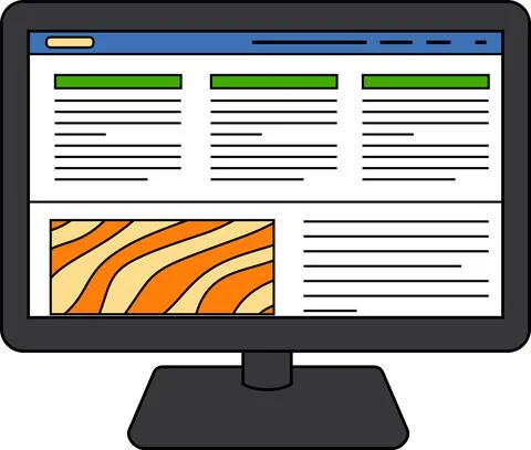 Website screen view with PC Stock Illustration