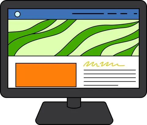 Website screen view with PC Stock Illustration