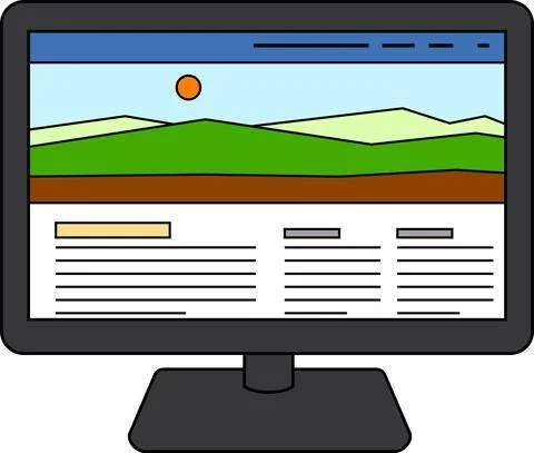 Website screen view with PC Stock Illustration