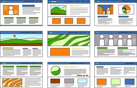 Website screen view set Stock Illustration