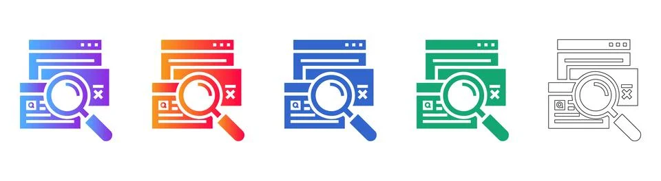 Website Search Analysis Tool Icon Set 스톡 일러스트