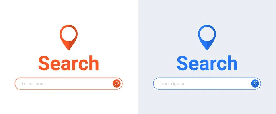 Website search bar browser world map. Research field find tab app search url Stock Illustration