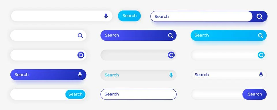 Website search button. Empty input field with cursor and interface elements Stock Illustration