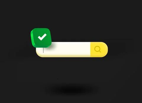 Website search with checkmark icon. 3d vector illustration Stock Illustration