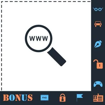 Website search icon flat Stock Illustration