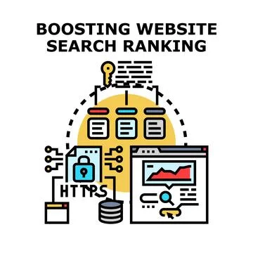 Website search ranking boosting digital marketing process Stock Illustration