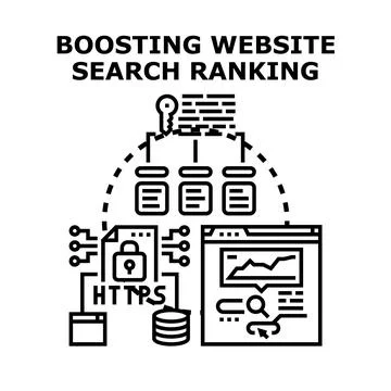 Website search ranking boosting digital marketing process Stock Illustration