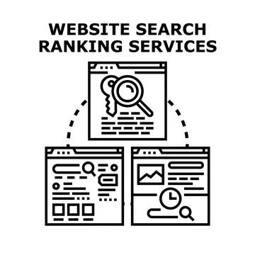 Website search ranking services developing online business strategy Stock Illustration