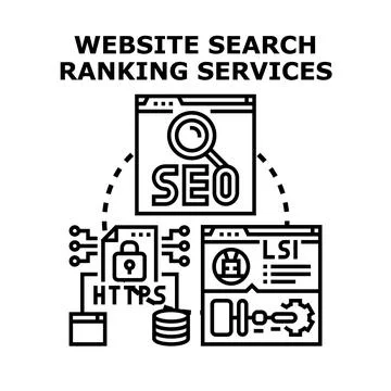 Website search ranking services developing digital marketing strategy Stock-Illustration