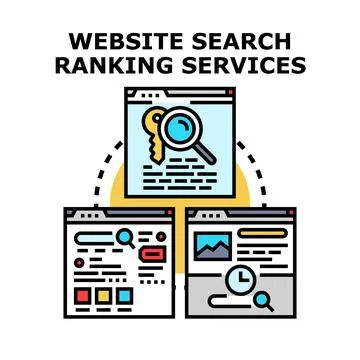 Website search ranking services developing online business strategy Stock Illustration