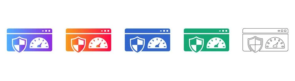 Website Security and Speed Gauge Icons 库存插图