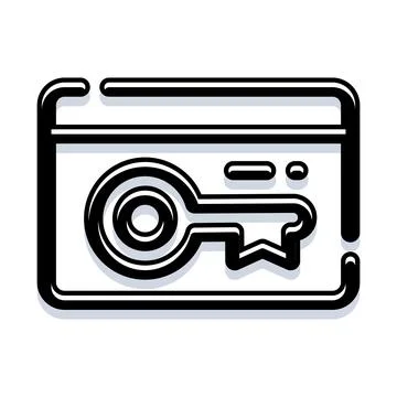 Website security concept with key and browser window Stockillustratie