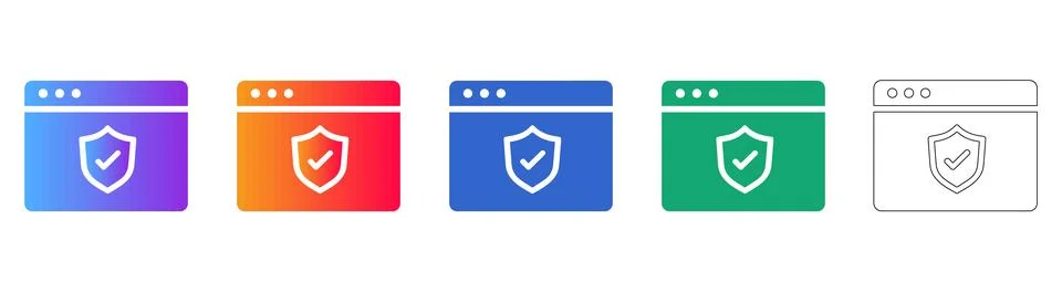 Website Security Shield Icon Set in Five Styles イラスト素材