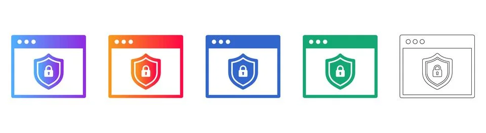 Website Security Shield Icon Set イラスト素材
