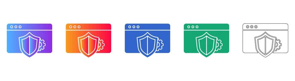 Website Security Shield Icons Set イラスト素材