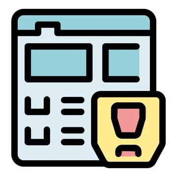 Website security showing warning alert sign protecting user data Stock Illustration