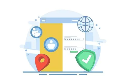 Website security system concept. user login to secure website. website access. Stock-Illustration