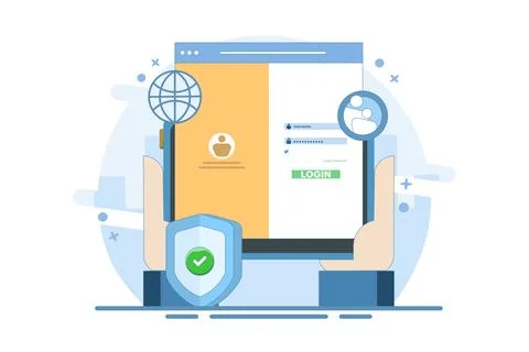 Website security system concept. user login to secure website. website access. Stock Illustration