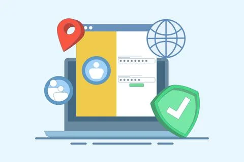 Website security system concept. user login to secure website. website access. Stock-Illustration
