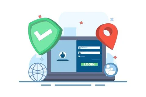 Website security system concept. user login to secure website. website access. Stock Illustration