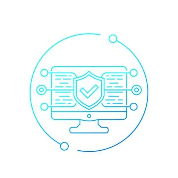 Website security testing, line vector icon Illustrazione stock