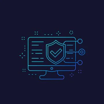Website security testing, linear icon Stock Illustration