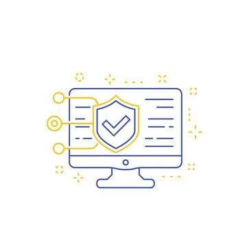 Website security testing, vector line icon Stock Illustration