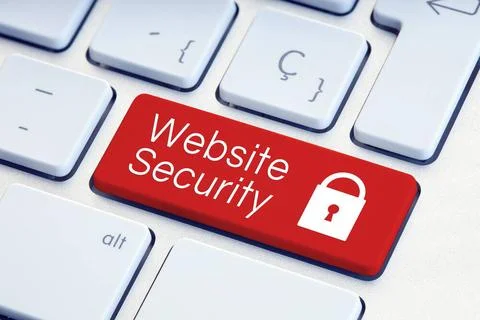 Website Security word and padlock icon on red computer keyboard Website Se... Stock Photos