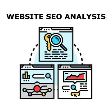 Website seo analysis for online marketing strategy Stock Illustration