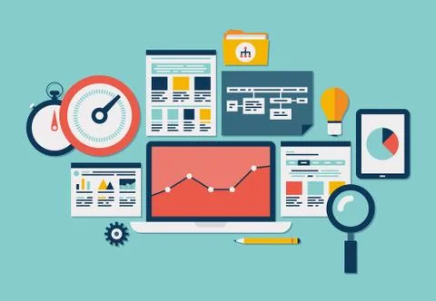 Website seo and analytics icons 库存插图