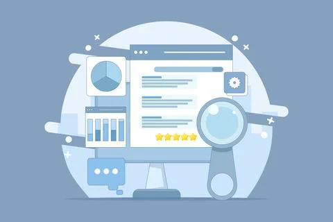 Website SEO concept, Search engine ranking. Illustrazione stock