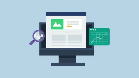 Website SEO data analytics, Digital marketing report 2d with Alpha Matte Stock Footage 335733956
