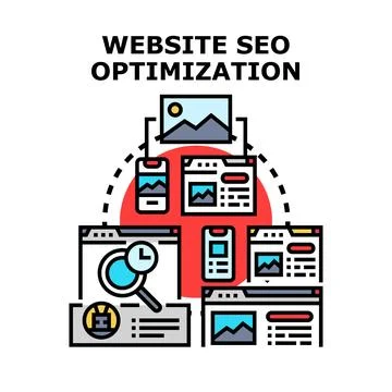 Website seo optimization digital marketing developing strategy Stock Illustration