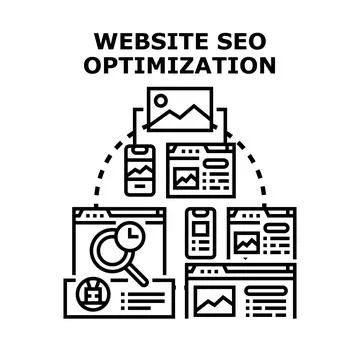 Website seo optimization digital marketing developing strategy Stock Illustration