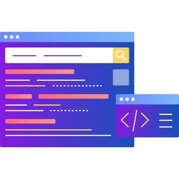 Website seo optimization icon vector html code Stock Illustration