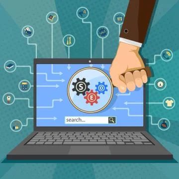 Website of the SEO optimization. 库存插图