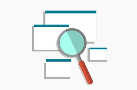 Website SEO, search engine optimization, analysis and process flat vector Stock Illustration