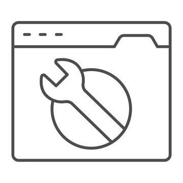 Website service center thin line icon, pcrepair concept, repair center vector Stockillustratie