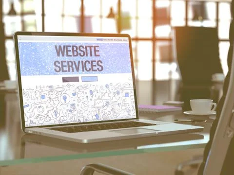 Website Services Concept on Laptop Screen Stock Illustration