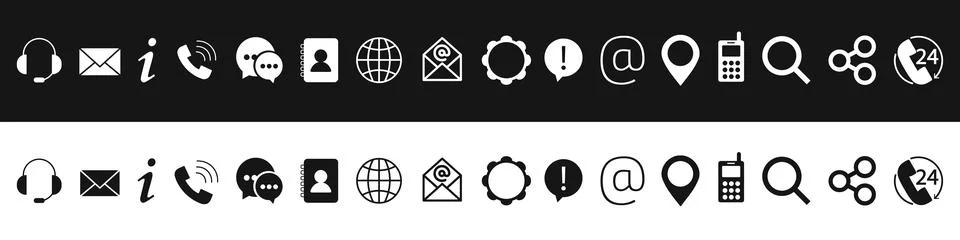 Website set icon vector. Contact us icon set. Web icon set. Vector. Stock Illustration