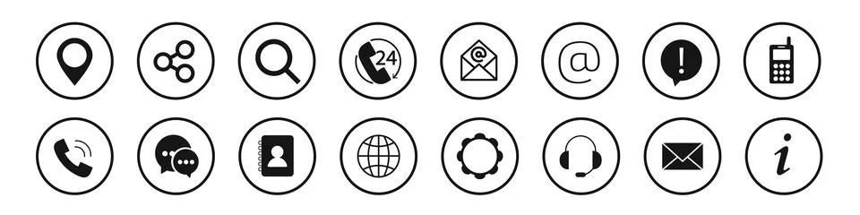 Website set icon vector. Contact us icon set. Web icon set. Vector. Stock Illustration