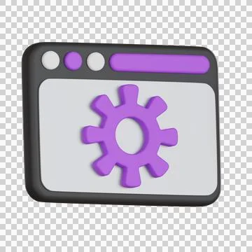 Website settings icon with gear User Interface 3D icon Stock Illustration