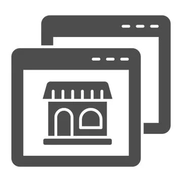Website with shop solid icon. Browser with store vector illustration isolated on Stock Illustration