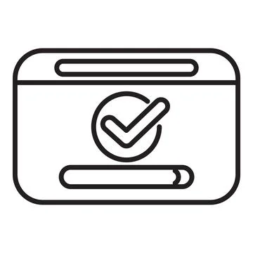 Website showing check mark and progress bar, completing online task Illustrazione stock