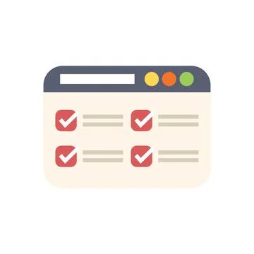 Website showing checkmarks for completed tasks on checklist Stock Illustration