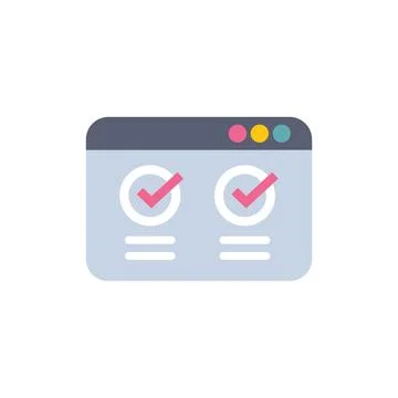 Website showing completed tasks with check mark icon Stock Illustration