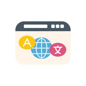 Website showing concept of online language translator with globe icon Stock Illustration